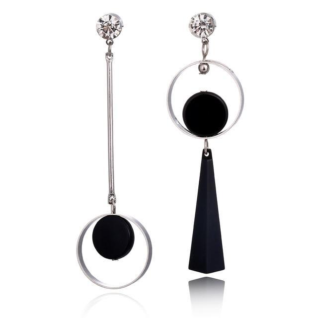 Korean Fashion Long Asymmetry Earrings Drop Earrings xiyanike Official Store Silver1