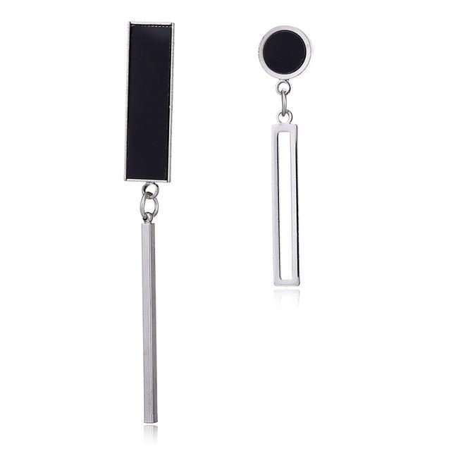 Korean Fashion Long Asymmetry Earrings Drop Earrings xiyanike Official Store Silver112