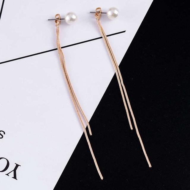 Korean Long Snake Chain Earring Drop Earrings SUKI Official Store Store ABS gold color
