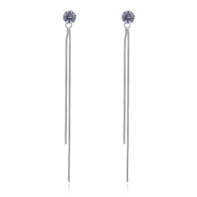 Korean Long Snake Chain Earring Drop Earrings SUKI Official Store Store white gold color