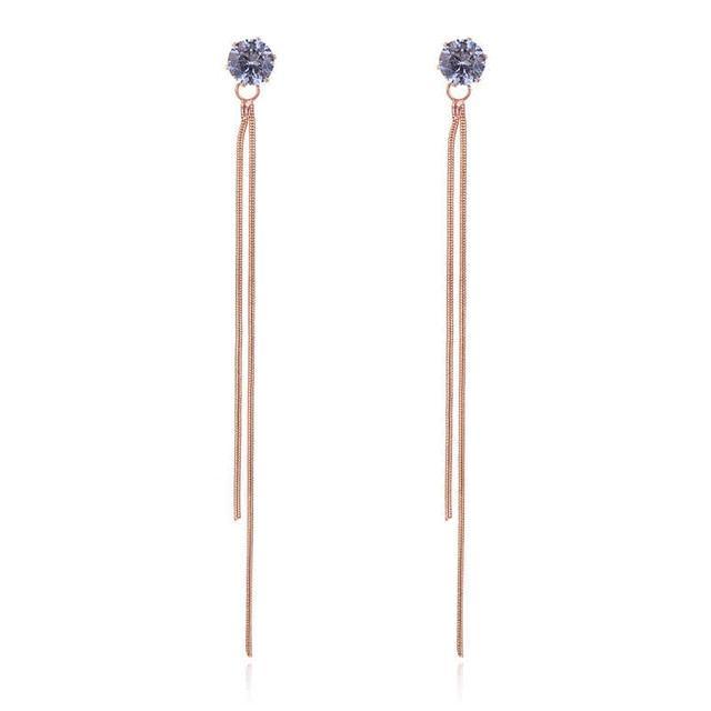 Korean Long Snake Chain Earring Drop Earrings SUKI Official Store Store Zircon gold color