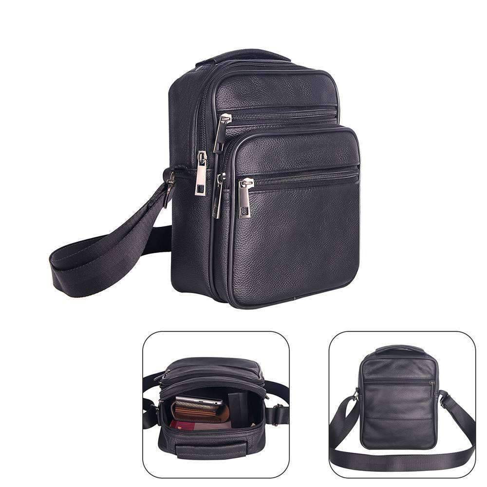Large Capacity Leather Shoulder Crossbody Bag for Men Crossbody Bags DBFashion Store Black C