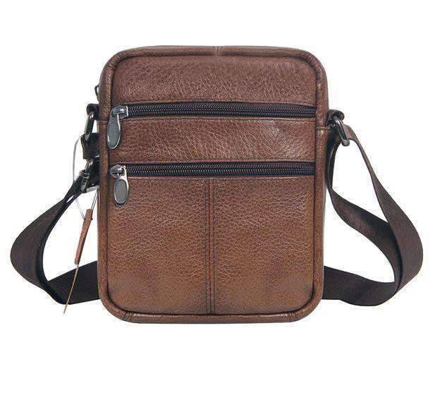 Large Capacity Leather Shoulder Crossbody Bag for Men Crossbody Bags DBFashion Store Coffee