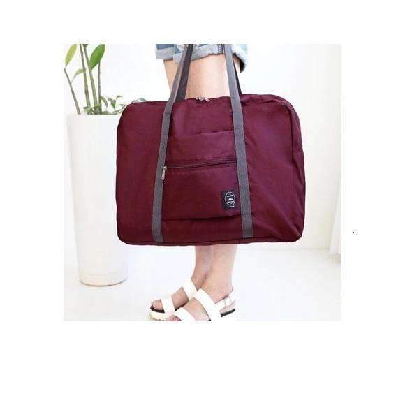 Large Capacity Suitcase Nylon Folding Duffle Travel Bag Travel Bags Good-bag Store Wine Red