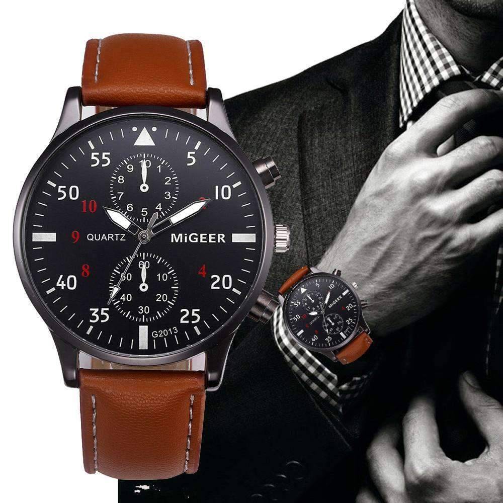 Leather Band Retro Design Analog Quartz Watch For Men Quartz Watches Shenzhen Sunshine Wholesale Co.,Ltd