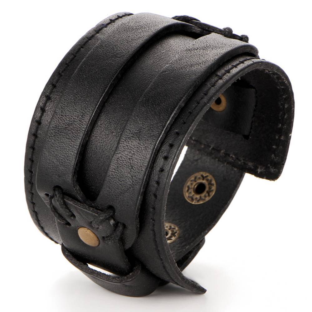 Leather Double Wide Cuff Rope Bracelet Wrap Bracelets IF ME Official Store