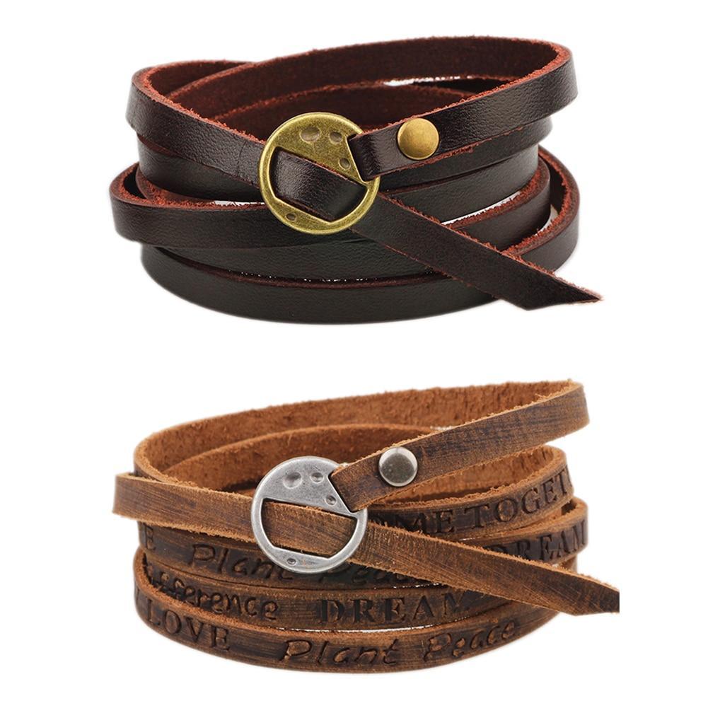 Leather Minimalist Multilayer Bracelet for Men Wrap Bracelets JOCESTYLE wearing jewerly Store