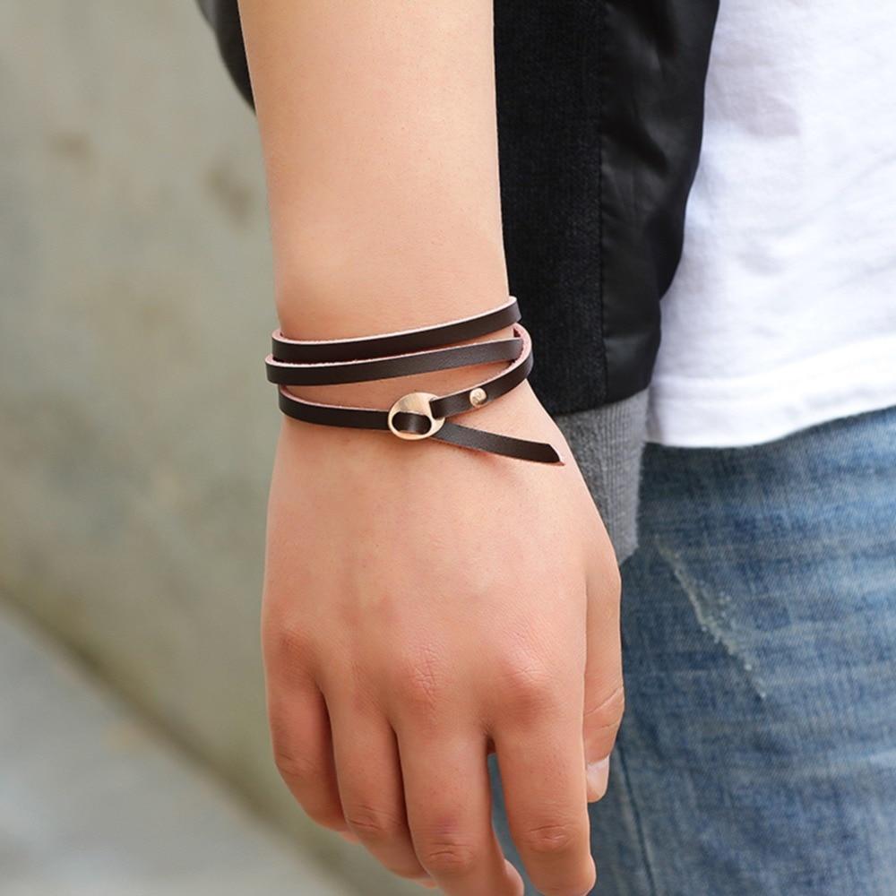 Leather Minimalist Multilayer Bracelet for Men Wrap Bracelets JOCESTYLE wearing jewerly Store