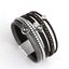 Leather Multilayer Bracelets with Rhinestone Wrap Bracelets Amorcome Official Store Black