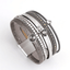 Leather Multilayer Bracelets with Rhinestone Wrap Bracelets Amorcome Official Store Gray
