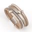 Leather Multilayer Bracelets with Rhinestone Wrap Bracelets Amorcome Official Store Khaki