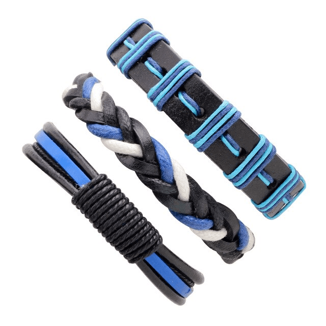 Leather Multilayer Braid Weaving Bracelet Sets Wrap Bracelets Lisa Trendy Styles Store 3pcs3