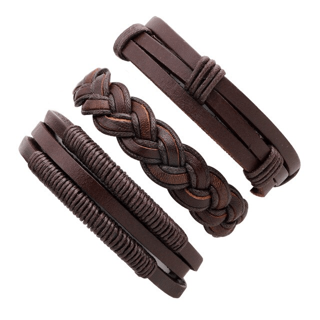 Leather Multilayer Braid Weaving Bracelet Sets Wrap Bracelets Lisa Trendy Styles Store 3pcs4