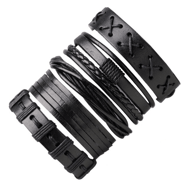 Leather Multilayer Braid Weaving Bracelet Sets Wrap Bracelets Lisa Trendy Styles Store 5pcs13