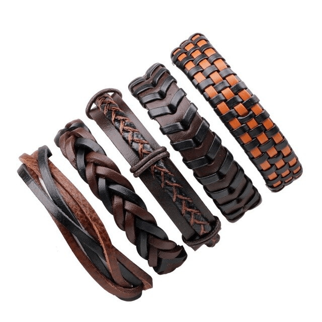 Leather Multilayer Braid Weaving Bracelet Sets Wrap Bracelets Lisa Trendy Styles Store 5pcs15
