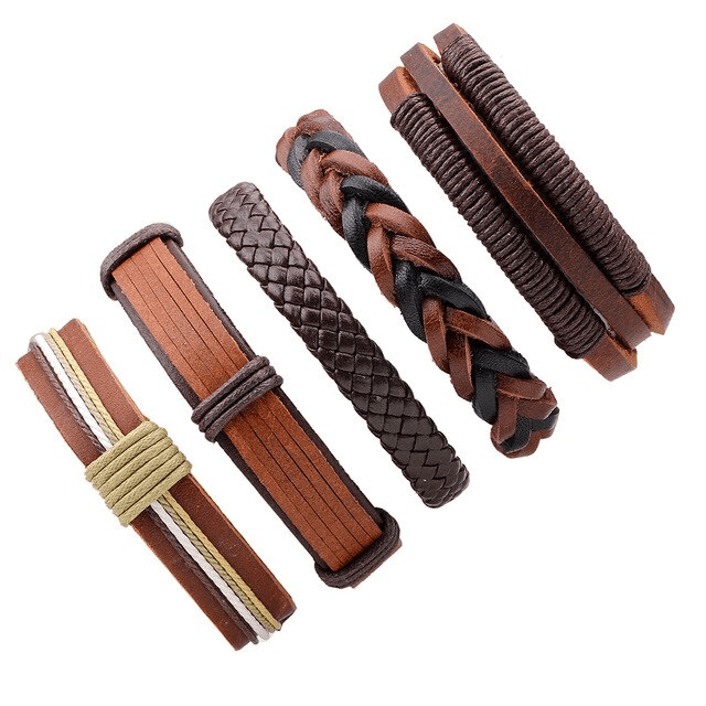 Leather Multilayer Braid Weaving Bracelet Sets Wrap Bracelets Lisa Trendy Styles Store 5pcs6