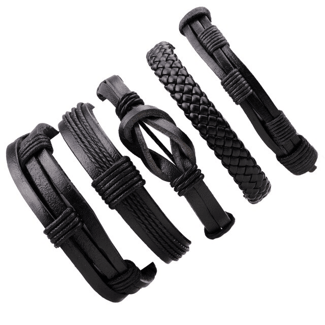 Leather Multilayer Braid Weaving Bracelet Sets Wrap Bracelets Lisa Trendy Styles Store 5pcs7