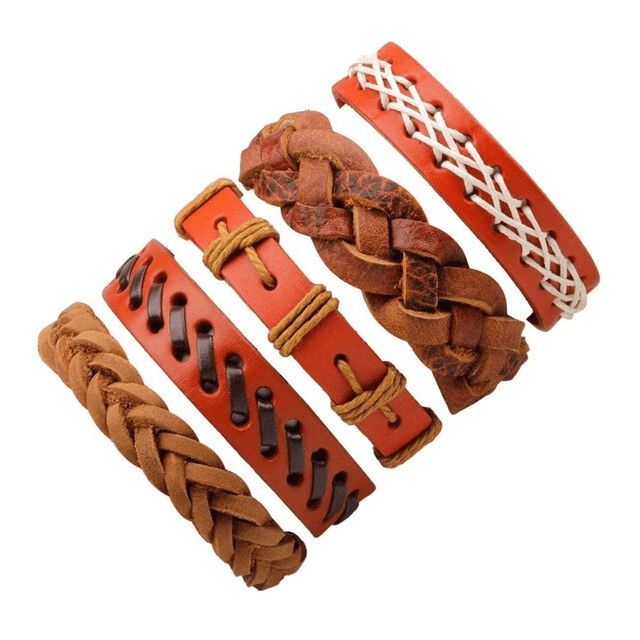 Leather Multilayer Braid Weaving Bracelet Sets Wrap Bracelets Lisa Trendy Styles Store 5pcs9