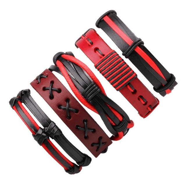 Leather Multilayer Braid Weaving Bracelet Sets Wrap Bracelets Lisa Trendy Styles Store 6pcs18