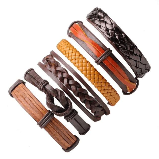 Leather Multilayer Braid Weaving Bracelet Sets Wrap Bracelets Lisa Trendy Styles Store 6pcs19