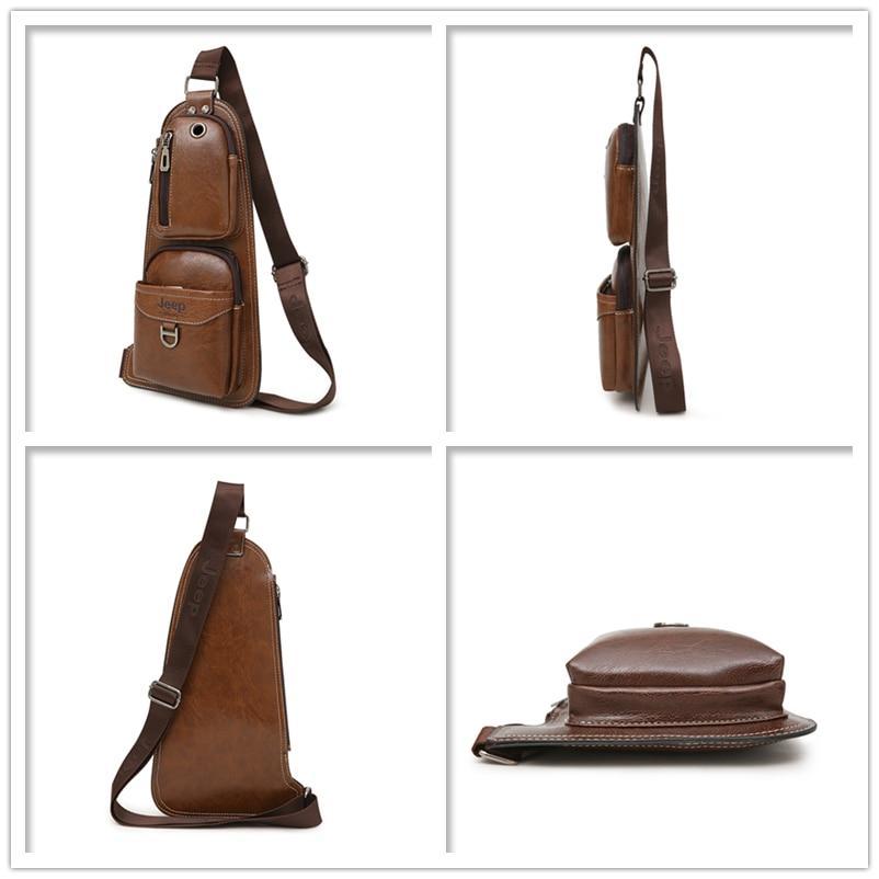 Leather Sling Chest Crossbody Bags Crossbody Bags jeep buluo Official Store