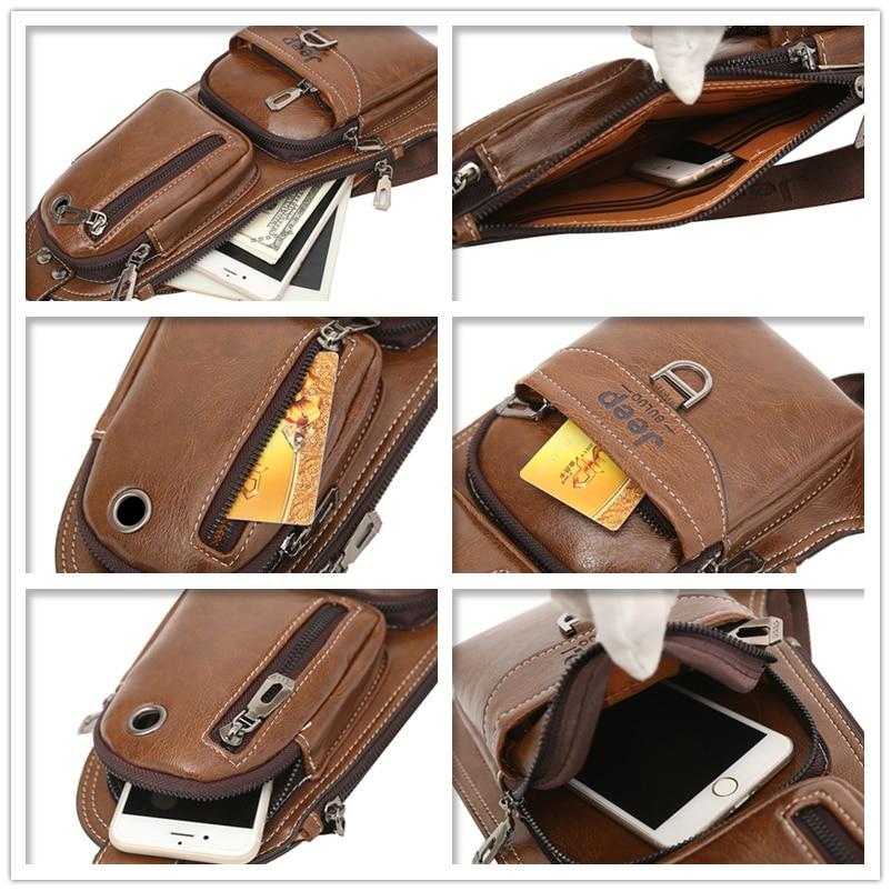 Leather Sling Chest Crossbody Bags Crossbody Bags jeep buluo Official Store