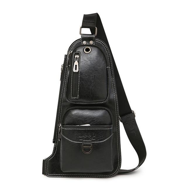 Leather Sling Chest Crossbody Bags Crossbody Bags jeep buluo Official Store Black China