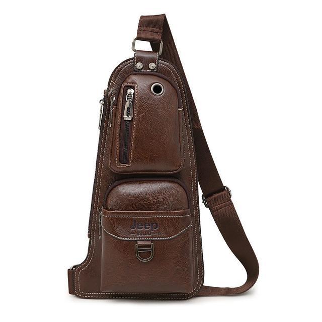 Leather Sling Chest Crossbody Bags Crossbody Bags jeep buluo Official Store Brown China