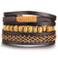 Leather Wood Bead Bracelet with Braided Rope Design Wrap Bracelets IF ME Official Store FDY988