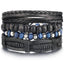 Leather Wood Bead Bracelet with Braided Rope Design Wrap Bracelets IF ME Official Store FDY990