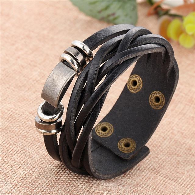 Leather Wrap Bracelet for Men Wrap Bracelets IF ME Official Store BJDY082black