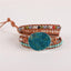 Leather Wrap Bracelet with Huge Ocean Stone Design Wrap Bracelets YGLINE Store silver