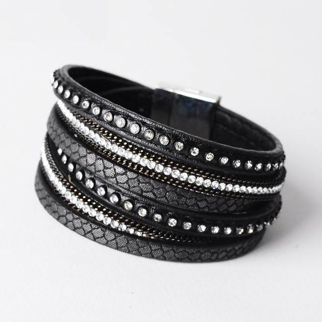 Leather Wrap Winter Bracelet for Female Wrap Bracelets ArtiLady Jewelry (Stylish Designer Brand) black