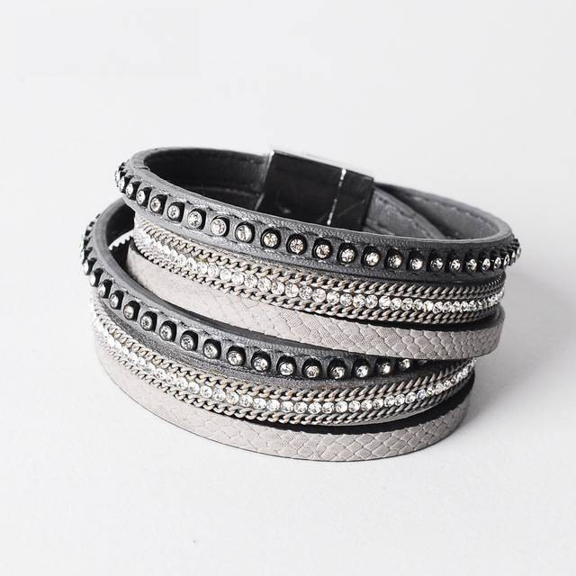Leather Wrap Winter Bracelet for Female Wrap Bracelets ArtiLady Jewelry (Stylish Designer Brand) grey