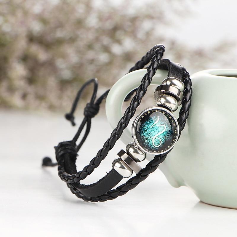 Leather Zodiac Sign Bracelet Strand Bracelets bigtreeonline Store