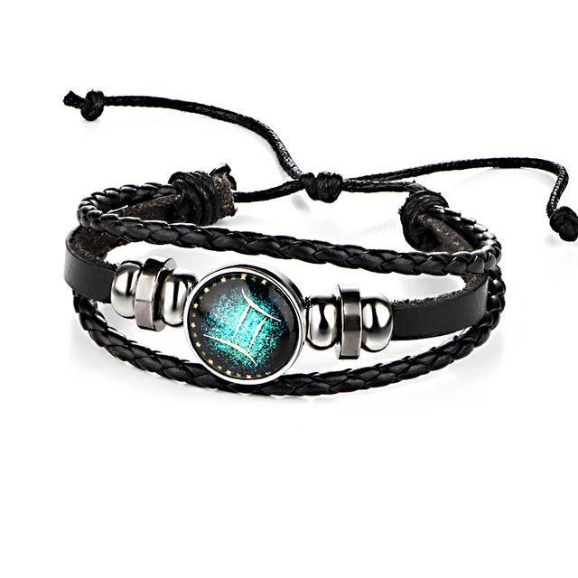 Leather Zodiac Sign Bracelet Strand Bracelets bigtreeonline Store Gemini