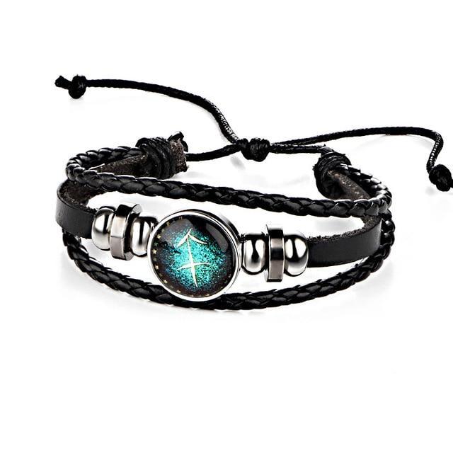 Leather Zodiac Sign Bracelet Strand Bracelets bigtreeonline Store Sagittarius