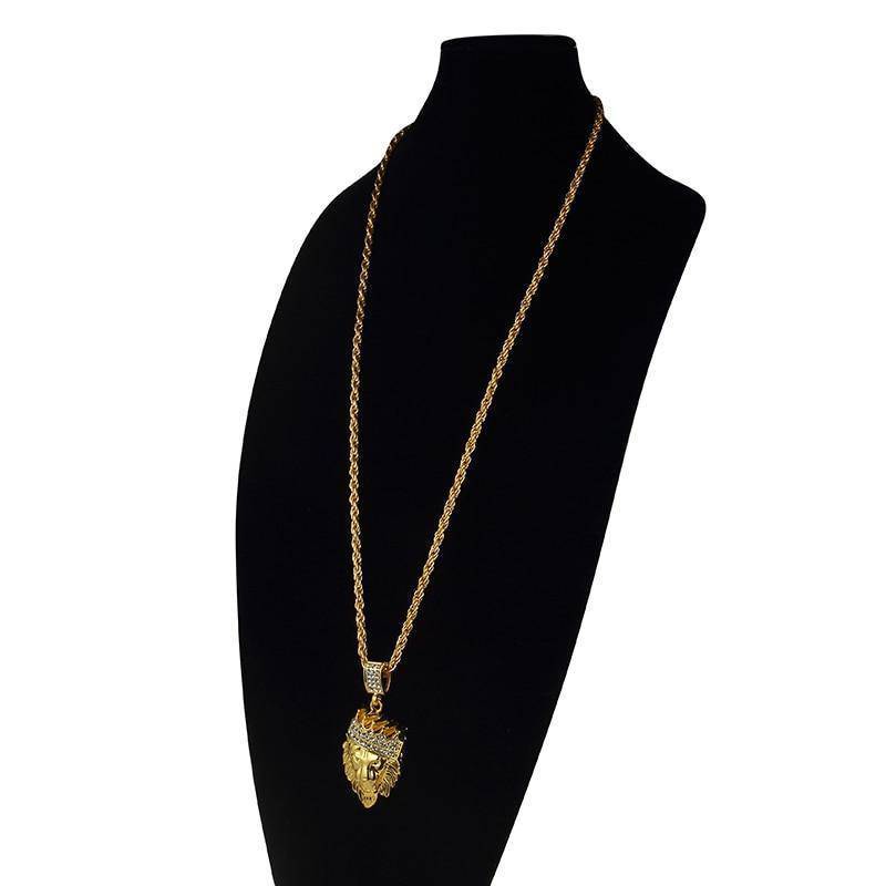 Lion Crown Crystal Long Necklace Pendant Necklaces subeads Store