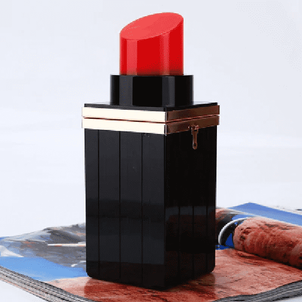 Lipstick Shape Acrylic Wedding Party Clutch Bag for Women Clutches Gnirue Store black