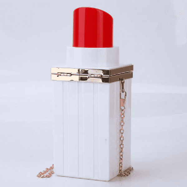 Lipstick Shape Acrylic Wedding Party Clutch Bag for Women Clutches Gnirue Store White