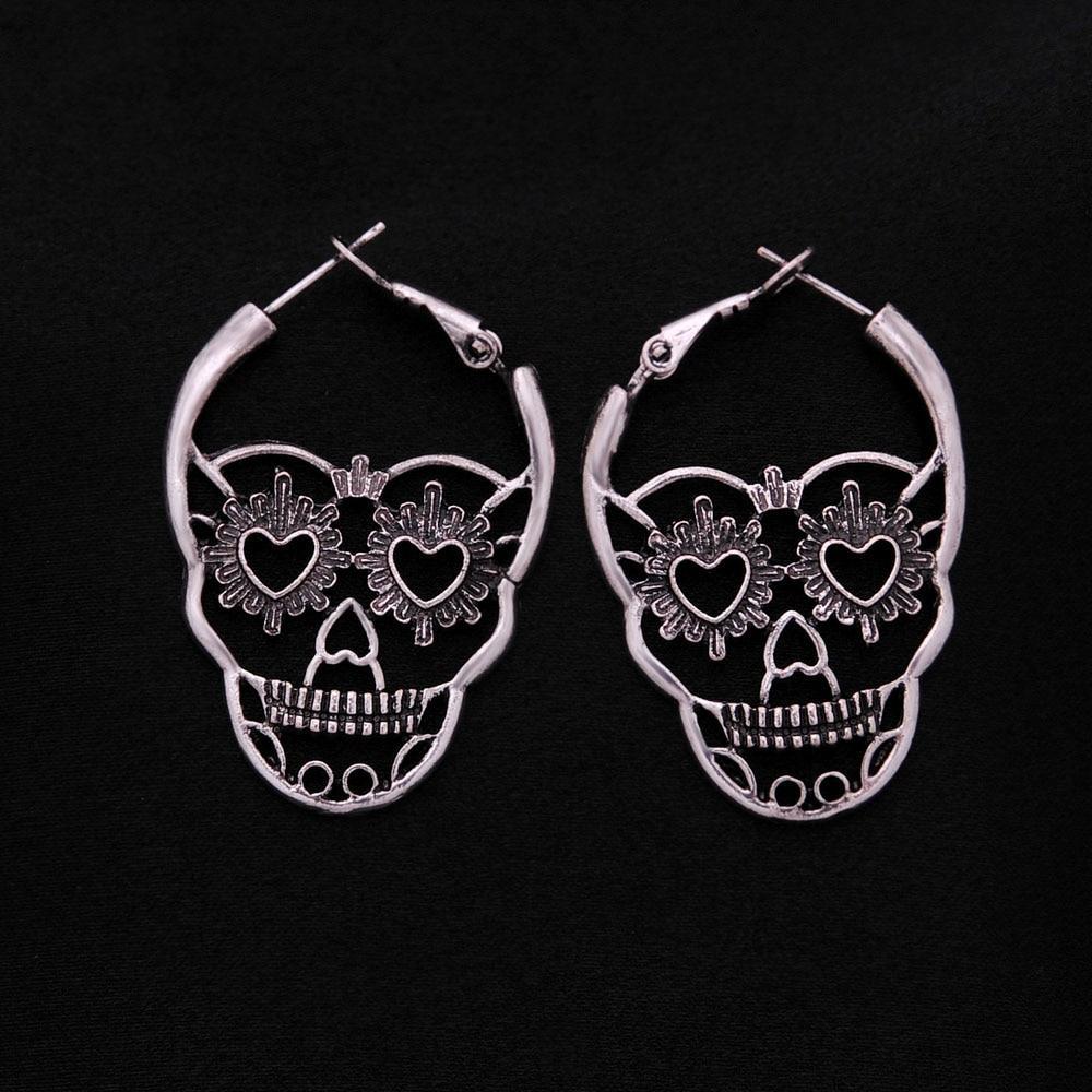 Love Heart Skull Hoop Earrings Hoop Earrings GUVIVI Official Store