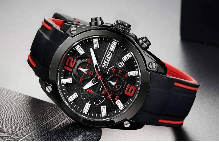Luminous Hands Silicone Rubber Strap Quartz Watch For Men Quartz Watches Megir Watches Store