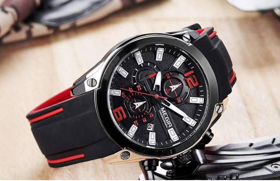 Luminous Hands Silicone Rubber Strap Quartz Watch For Men Quartz Watches Megir Watches Store
