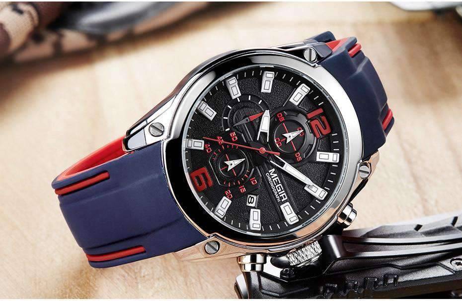 Luminous Hands Silicone Rubber Strap Quartz Watch For Men Quartz Watches Megir Watches Store