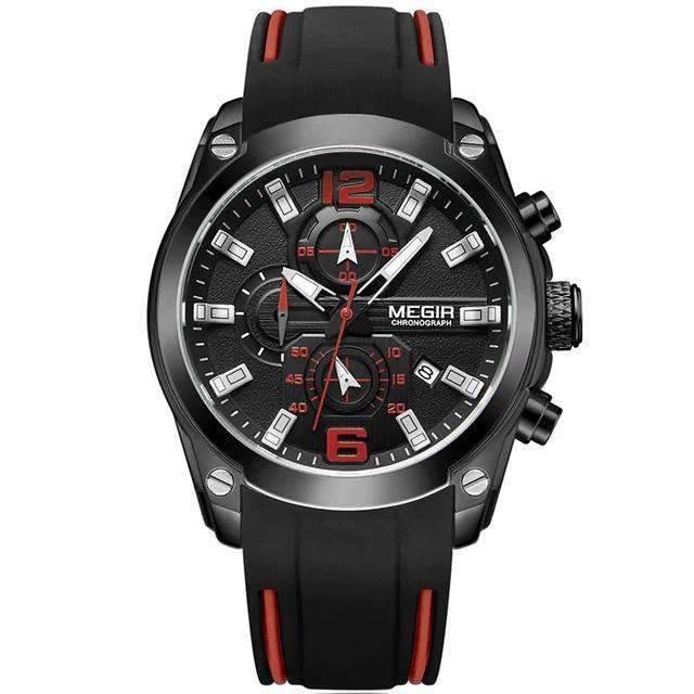 Luminous Hands Silicone Rubber Strap Quartz Watch For Men Quartz Watches Megir Watches Store Black Black