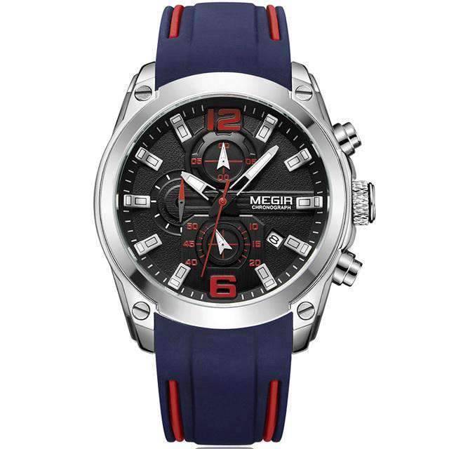 Luminous Hands Silicone Rubber Strap Quartz Watch For Men Quartz Watches Megir Watches Store Blue Silver Black