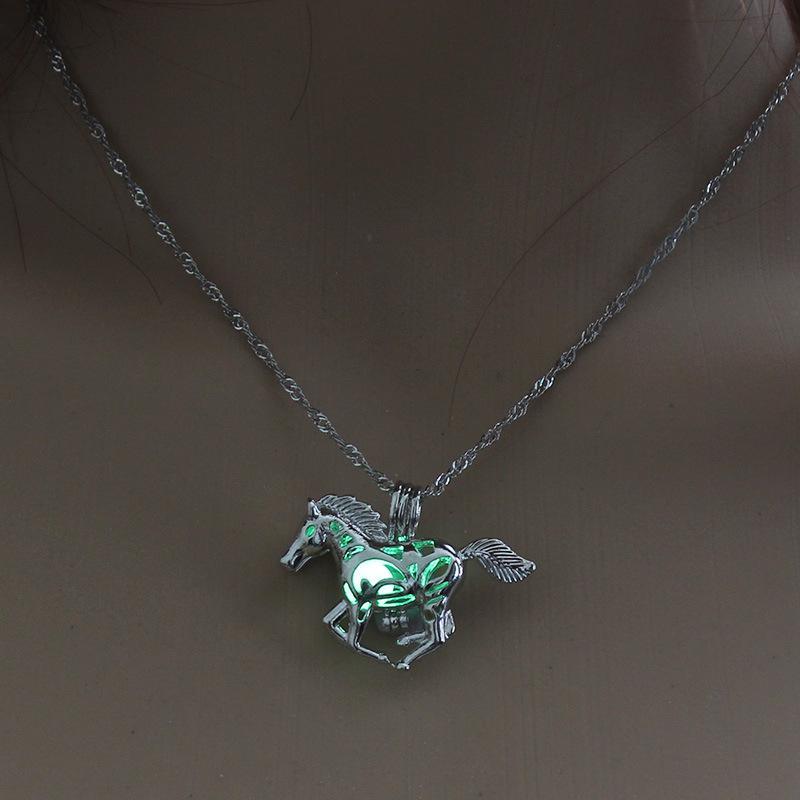 Luminous Hollow Horse Necklace Pendant Necklaces The home of beautiful ornaments
