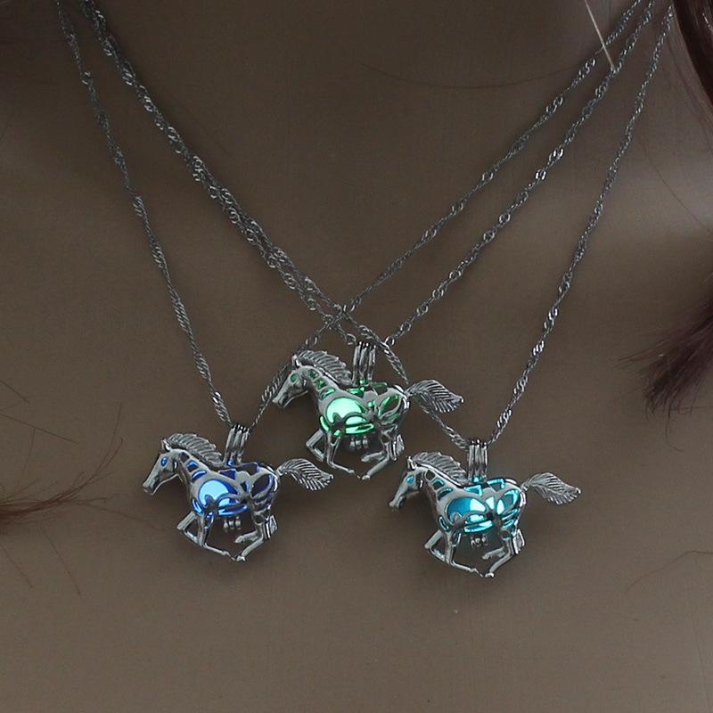 Luminous Hollow Horse Necklace Pendant Necklaces The home of beautiful ornaments