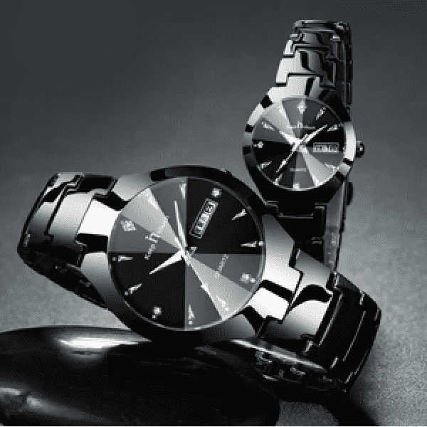 Luxury Fashion Couples Waterproof Dress Calendar Lover Watch Lover's Watches Citytime Watch Factory Store Black Color one Pair