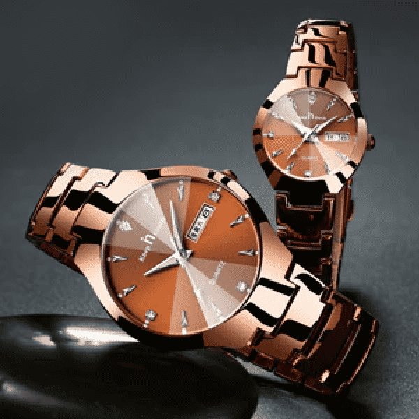 Luxury Fashion Couples Waterproof Dress Calendar Lover Watch Lover's Watches Citytime Watch Factory Store Coffee Gold one Pair